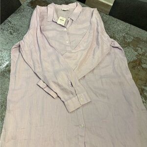 NWT J Jill Lavender Tunic Button-Up Shirt Size XL